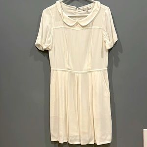 Women’s Collared Prairie dress, Zipper. White and breathy.